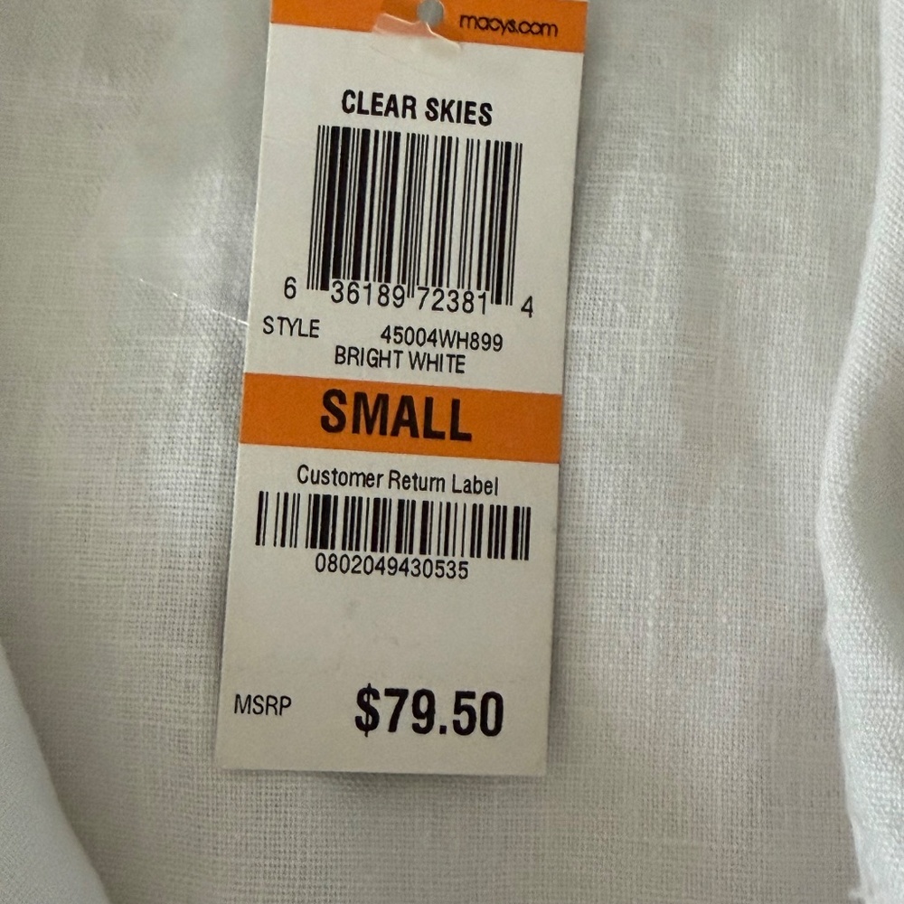 Inc International Concepts White Linen Ruffled Peplum Cropped Jacket Size S NWT - Picture 3 of 7